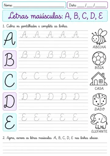 Exemplo ilustrativo de atividade de letra cursiva 2