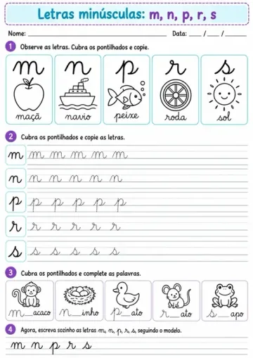 Exemplo ilustrativo de atividade de letra cursiva 7