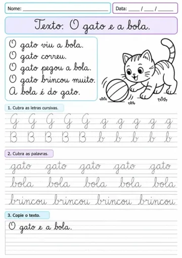 Exemplo ilustrativo de atividade de letra cursiva 10