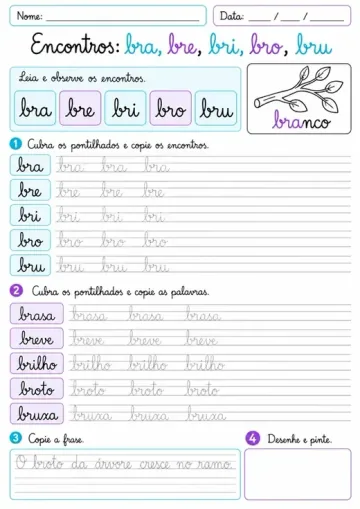 Exemplo ilustrativo de atividade de letra cursiva 8